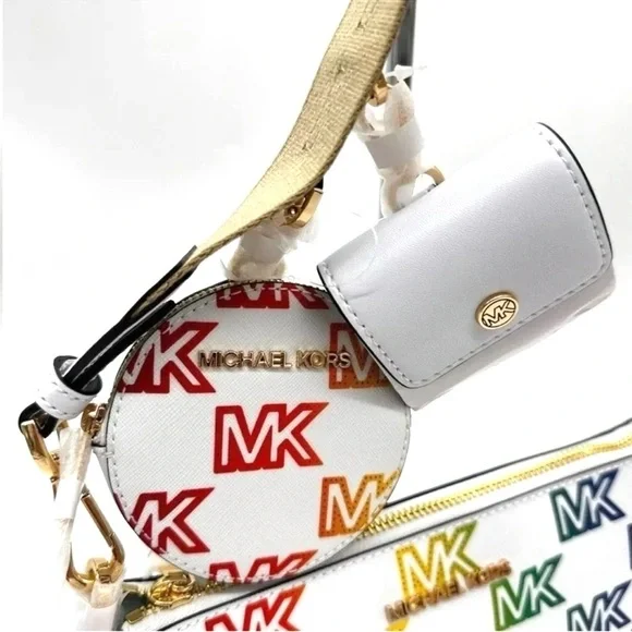 Michael Kors Jet Set Price Medium Crossbody W Tech Accessories Rainbow MK Logo